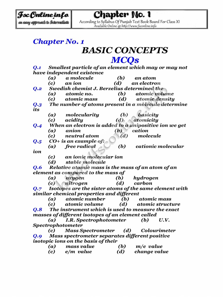 Chemistry Chapter 1 Question Answers PDF | PDF