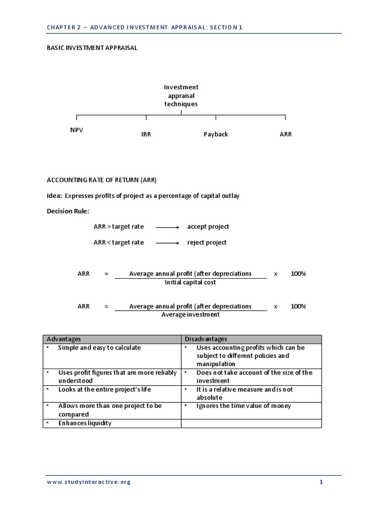 Advanced Investment Appraisal Techniques | PDF | Net Present Value ...