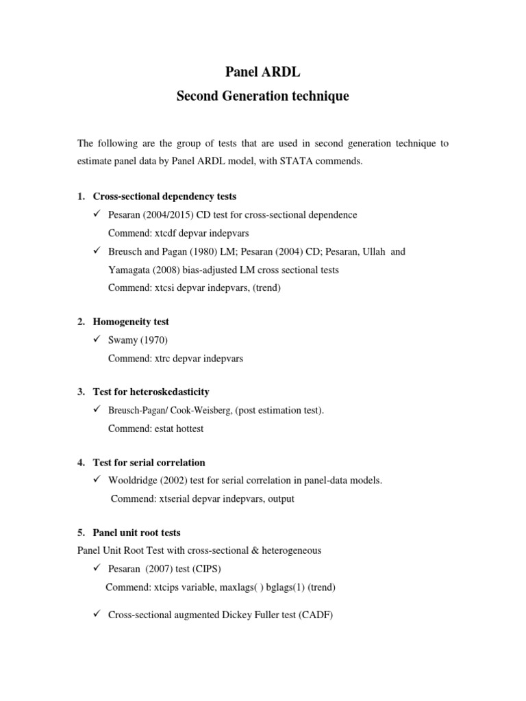 Panel ARDL Techniques in STATA | PDF