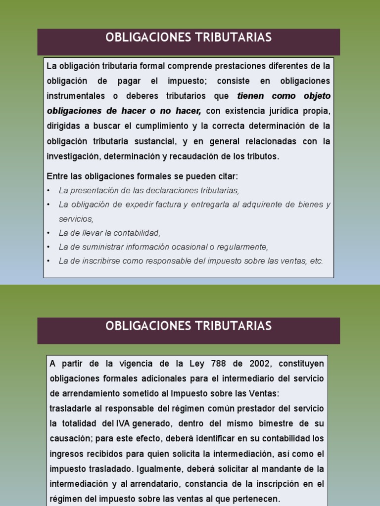 Obligaciones Tributarias | PDF | Impuestos | Contabilidad