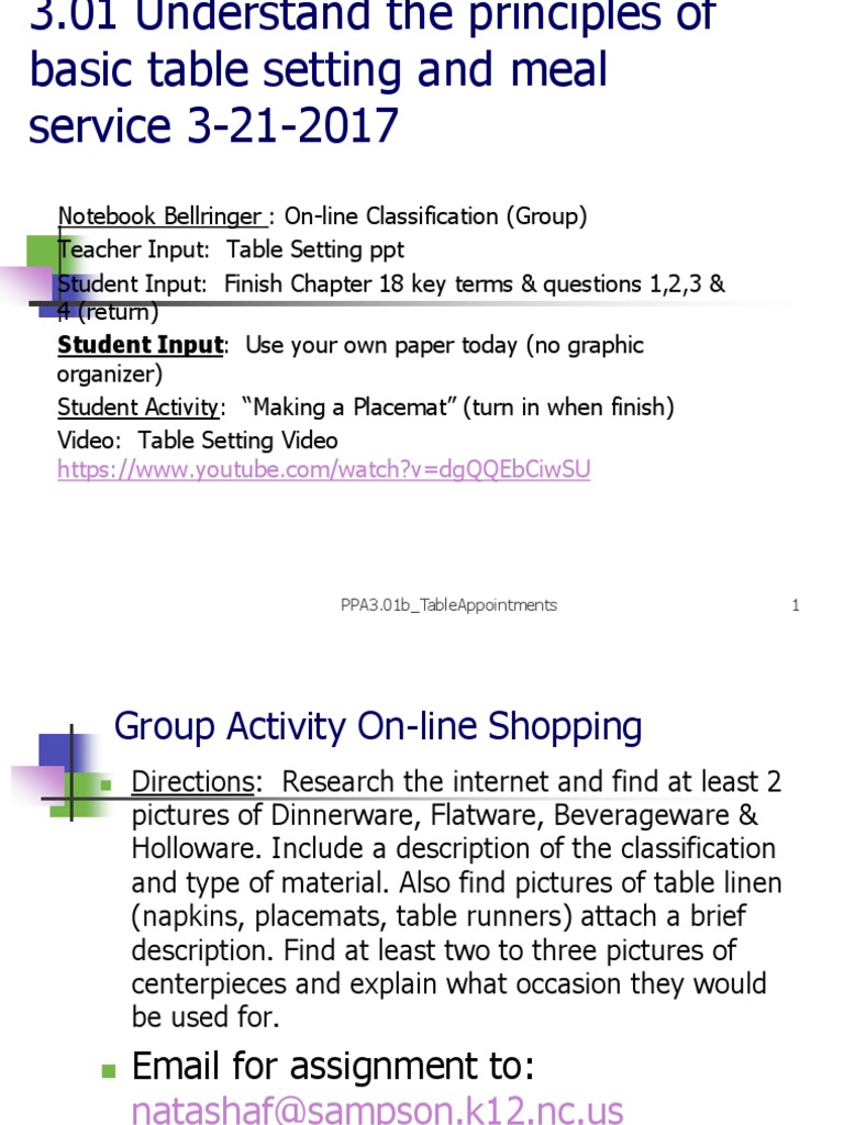 Table Set Up PDF Tableware Domestic Implements