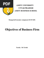 Objectives of Business Firm: Amity University Uttar Pradesh Amity Buisness School