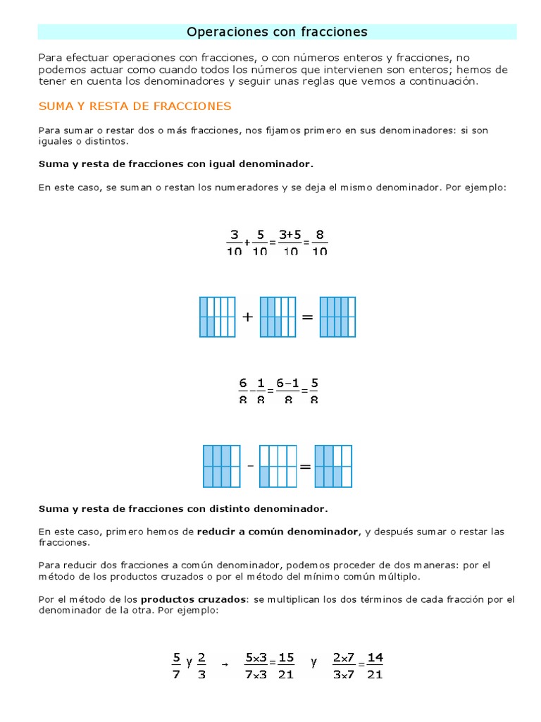 Operaciones con fracciones.pdf | Fracción (Matemáticas) | División ...