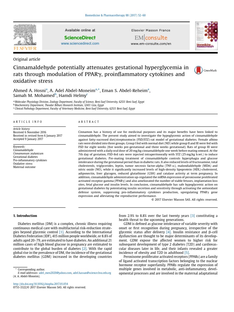 Cinnamon Hosni2017 PDF Insulin Resistance Diabetes Mellitus