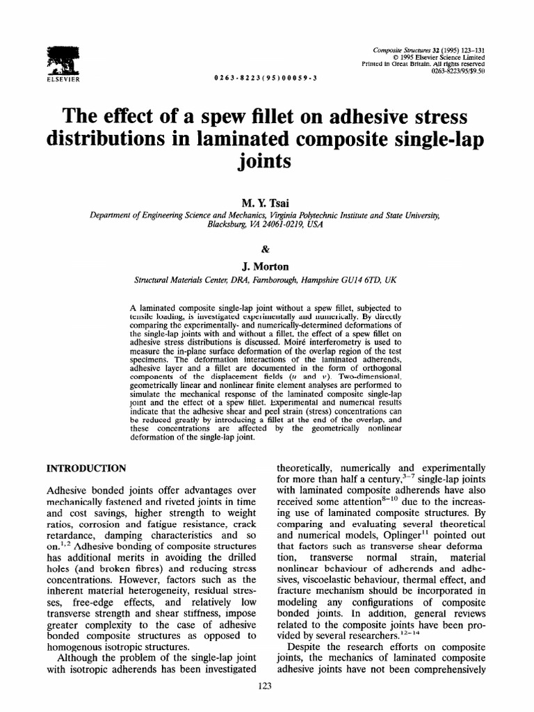 The Effect of A Spew Fillet On Adhesive Stress PDF PDF Deformation (Engineering) Composite