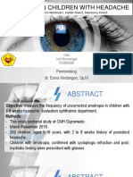 Uncorrected Refractive Errors as a Cause of Headache in Pediatric Population