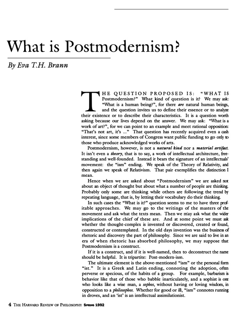 Understanding Postmodernism Concepts | PDF | Postmodernism | Modernism