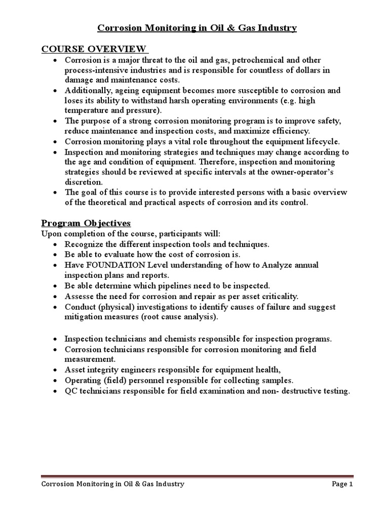 Corrosion Monitoring in Oil & Gas | PDF | Corrosion | Chemistry