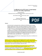 Effects of Different Text Difficulty Levels On EFL Learners' Foreign Language Reading Anxiety and Reading Comprehension