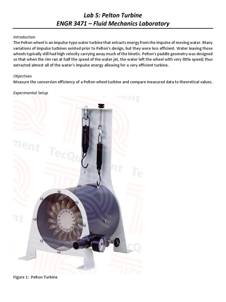 Lab 5 - Pelton Turbine | PDF | Turbine | Flow Measurement