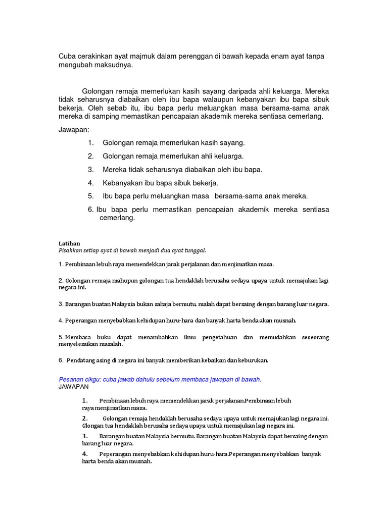 Latihan Cerakinkan Ayat