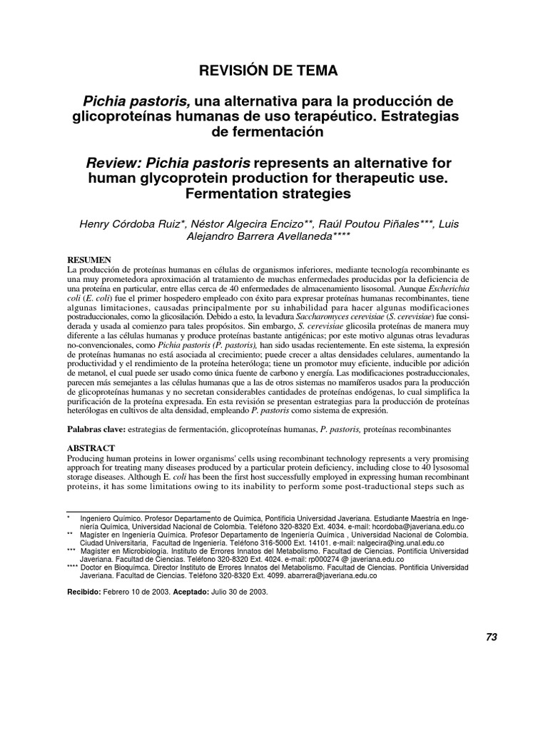 Pichia Pastoris | PDF | Saccharomyces Cerevisiae | Plásmido