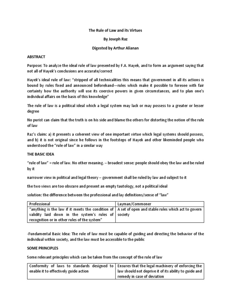 The Rule of Law and Its Virtues PDF Rule Of Law Autonomy