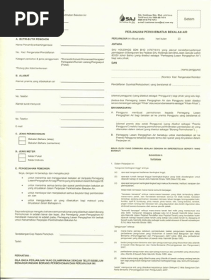 Perjanjian Perkhidmatan Bekalan Air Saj Pdf