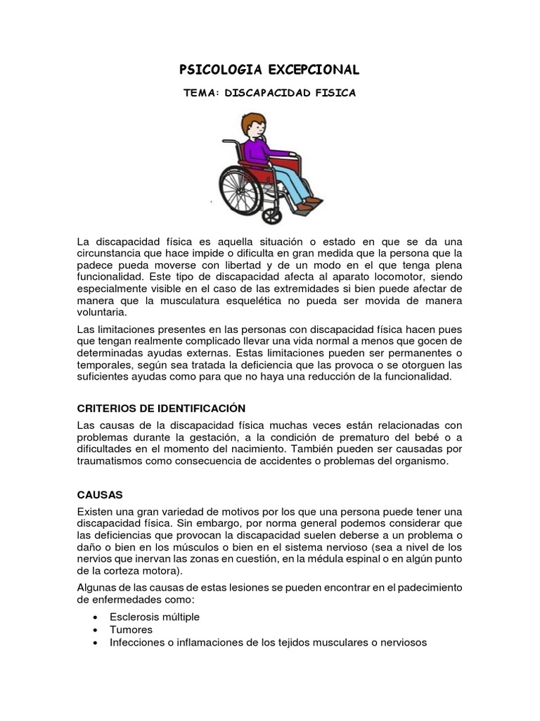 Causas y Tipos de Discapacidad Física | PDF | Lesión | Invalidez