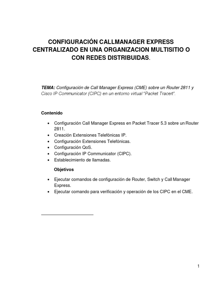 Configuración Callmanager Express Centralizado en Una Organizacion ...