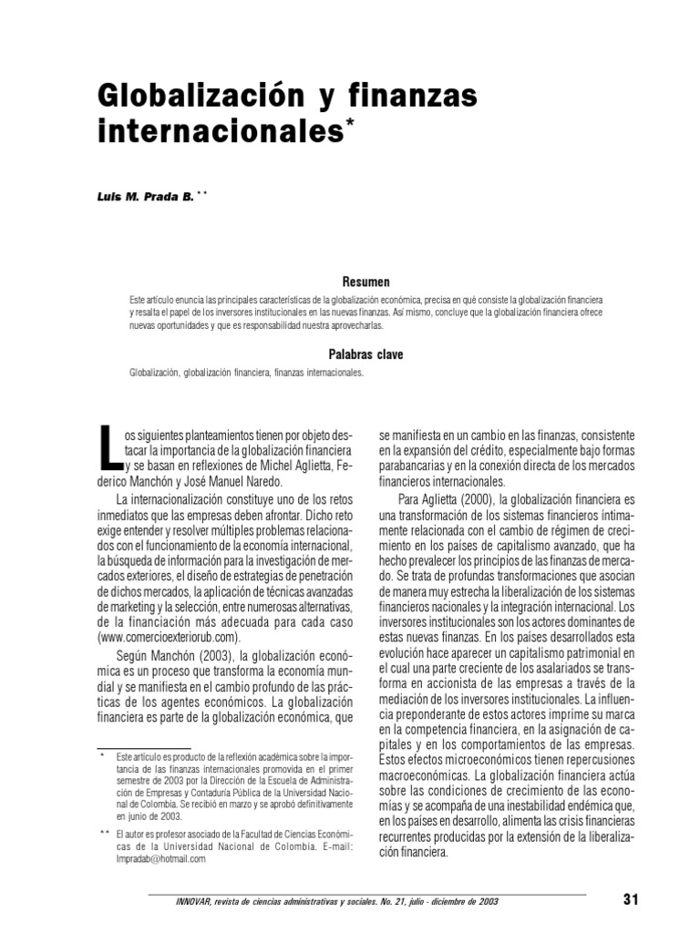 5.globalizacion y Finanzas Internacionales PDF | PDF | Dinero ...