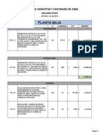 Catálogo de conceptos y cantidades de obra segunda etapa planta baja