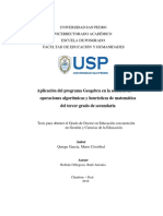 Aplicación Del Programa Geogebra en La Solución de Operaciones Algorítmicas y Heurísticas de Matemática Del Tercer Grado de Secundaria