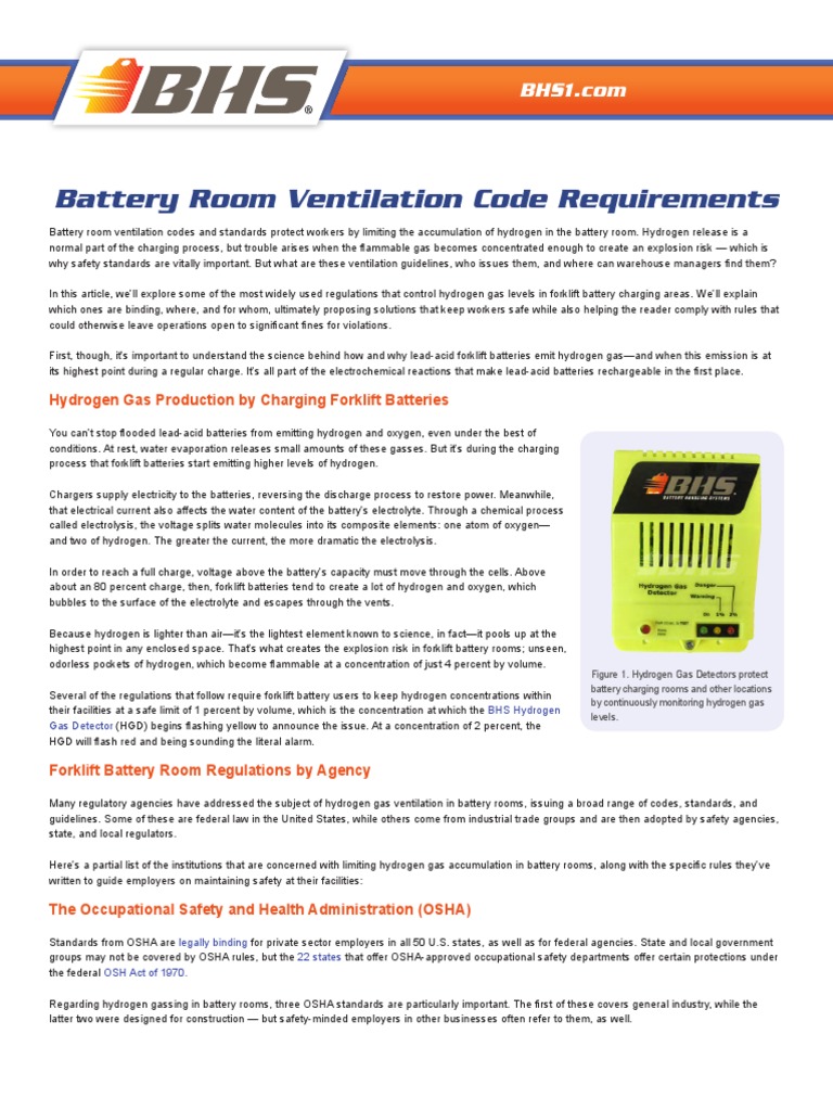 SM 1255 Battery Room Ventilation Code Requirements PDF Battery