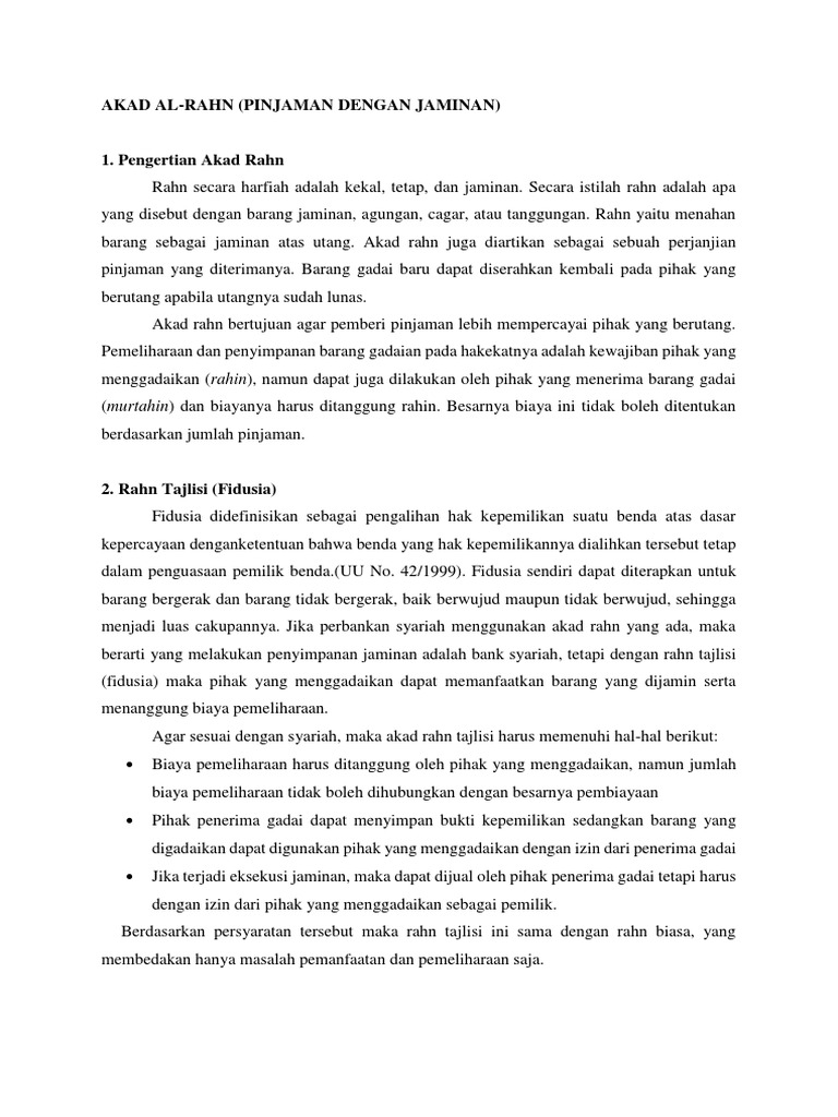 Akad Al-Rahn Dan Al-ju'Alah | PDF