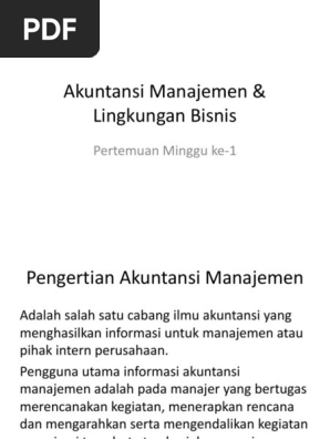 Akuntansi Manajemen Lingkungan Bisnis Minggu 1 1