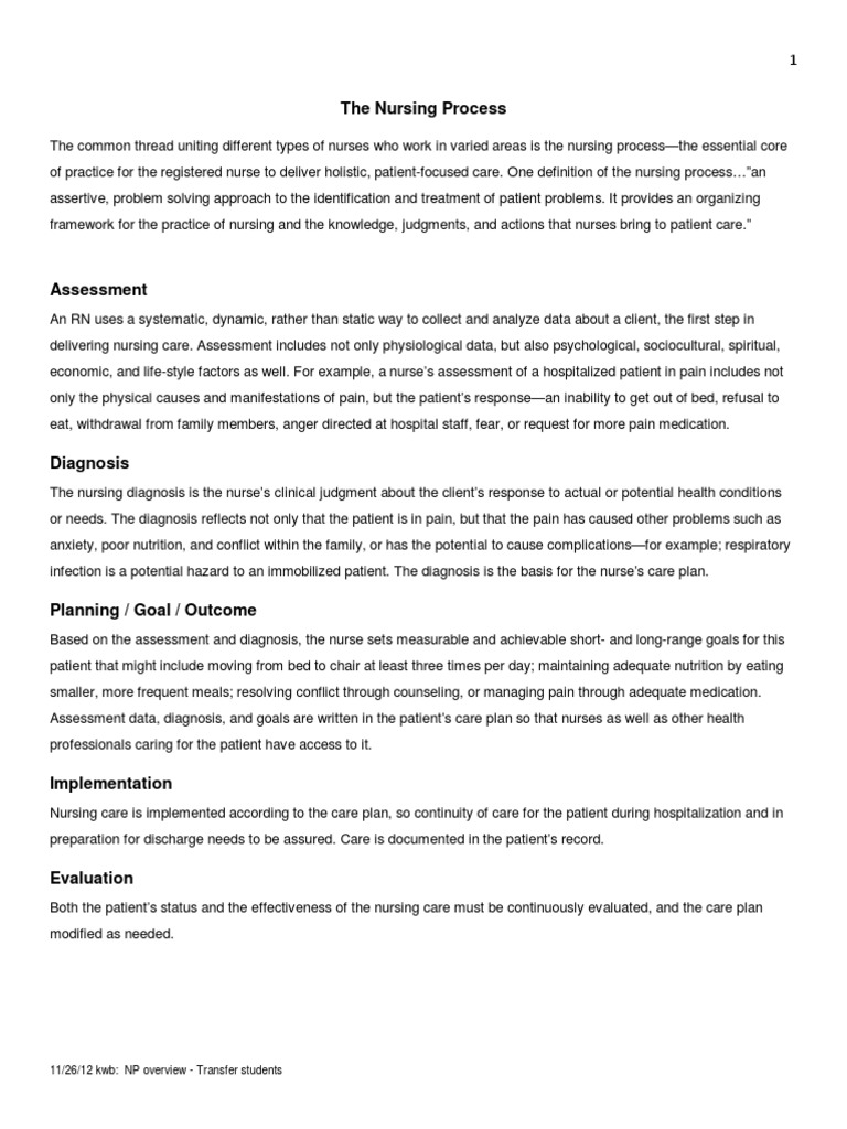 Nursingprocessoverview PDF | PDF | Nursing | Medical Diagnosis