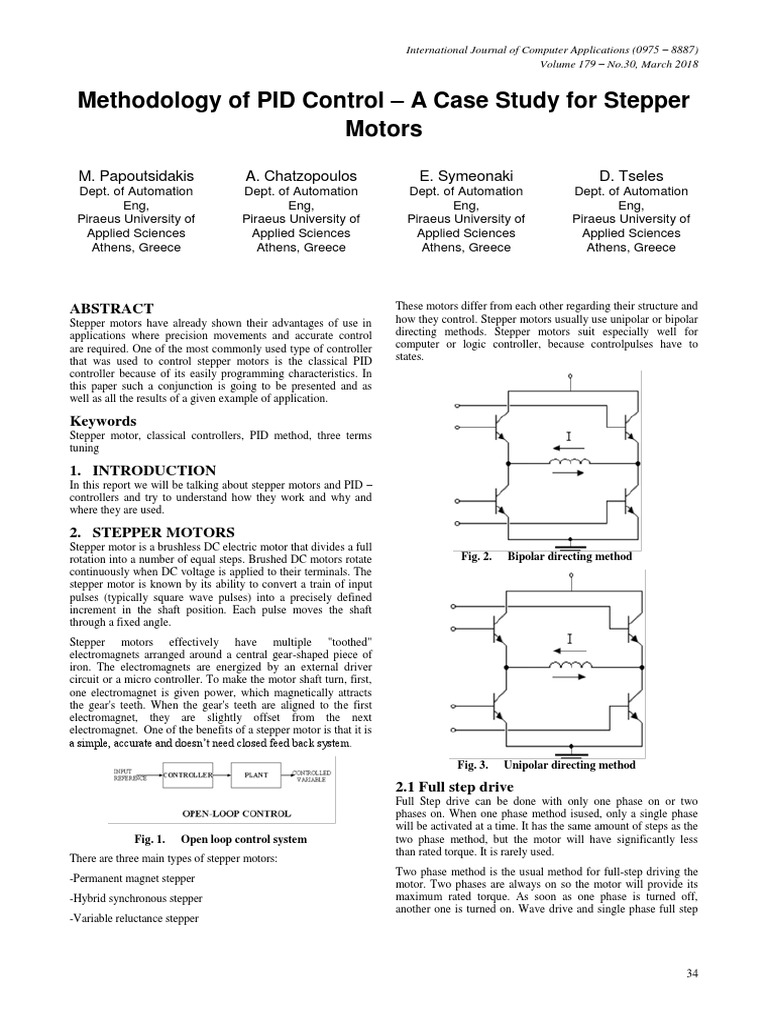PID Control Method for Stepper Motors | PDF | Electric Motor | Control ...