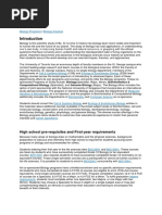 Biology: High School Pre-Requisites and First-Year Requirements