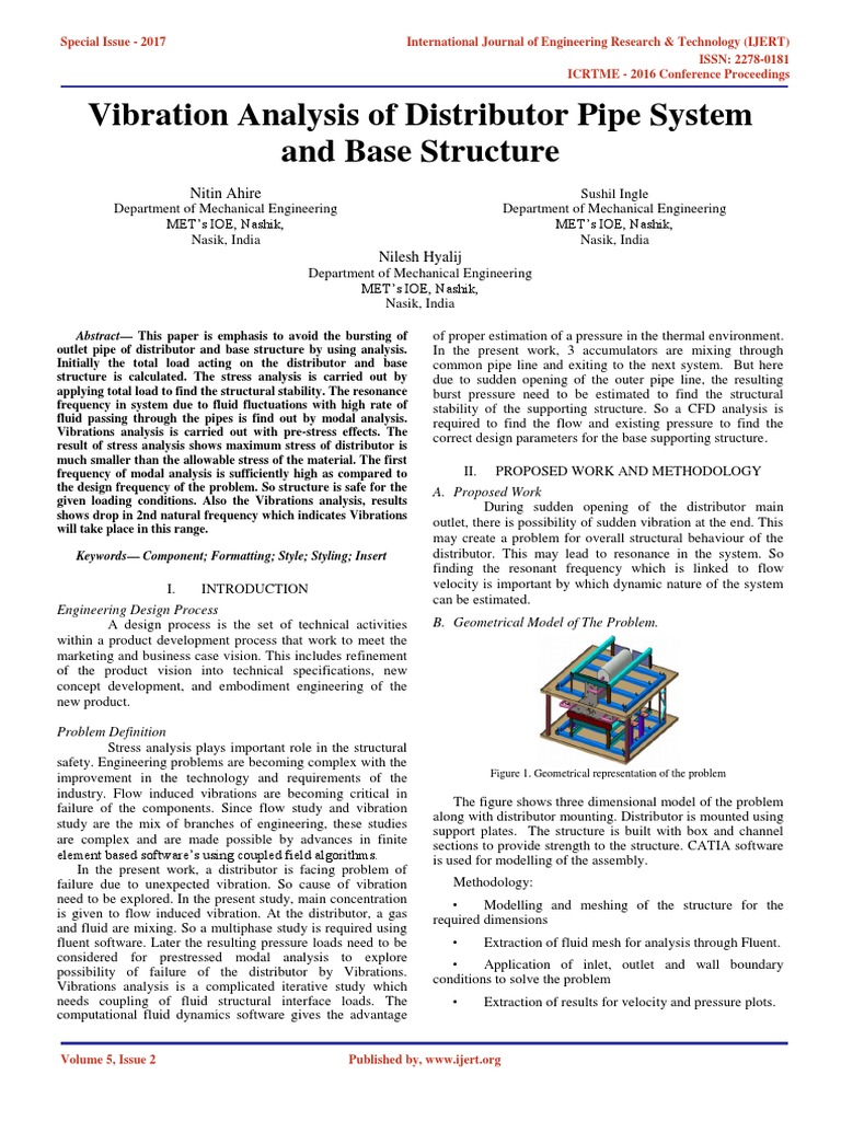Vibration Analysis of Distributor Pipe System and Base Structure ...