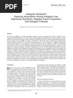 Instagram #Instasad?: Exploring Associations Among Instagram Use, Depressive Symptoms, Negative Social Comparison, and Strangers Followed