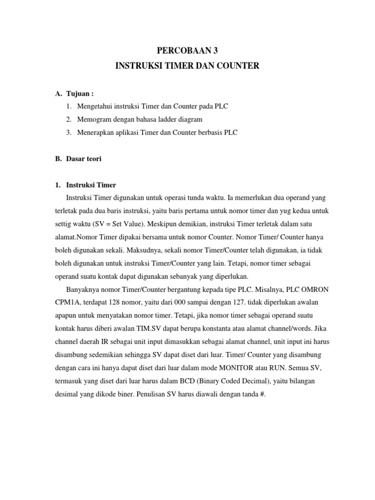 Instruksi Timer dan Counter pada PLC | PDF
