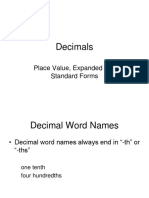 Decimals: Place Value, Expanded and Standard Forms