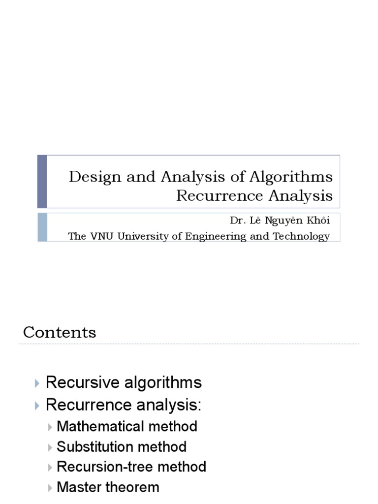 Recurrence Analysis in Algorithms | PDF | Recursion | Algorithms