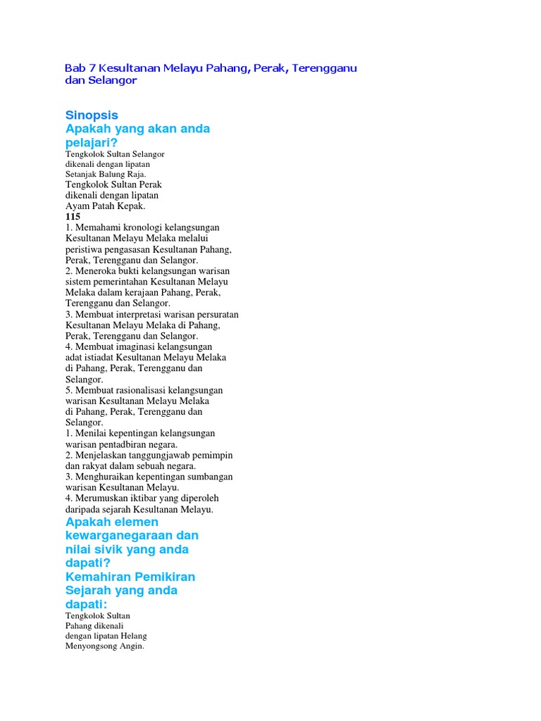 Bab 7 Kesultanan Melayu Pahang Pdf
