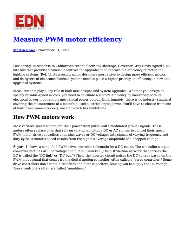 Measuring PWM Motor Efficiency Techniques | PDF | Electric Motor ...