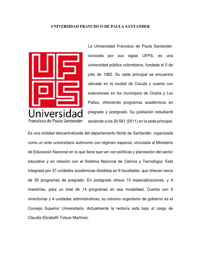 Mapa y programas de la UFPS Cúcuta | PDF | Universidad | Maestros