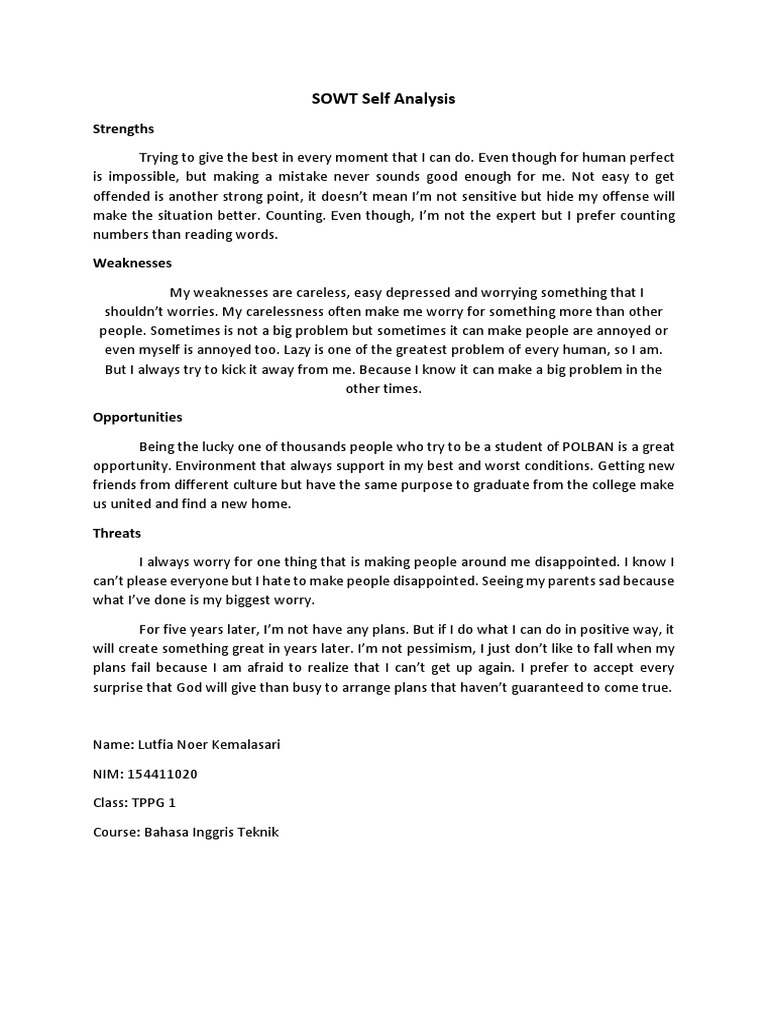 Personal SWOT Analysis Insights | PDF | Self-Improvement