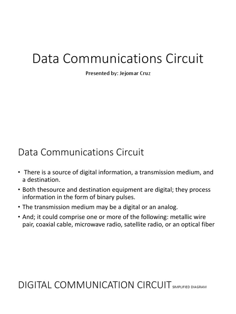 Data Communications Circuit Presented By Jejomar Cruz PDF Duplex