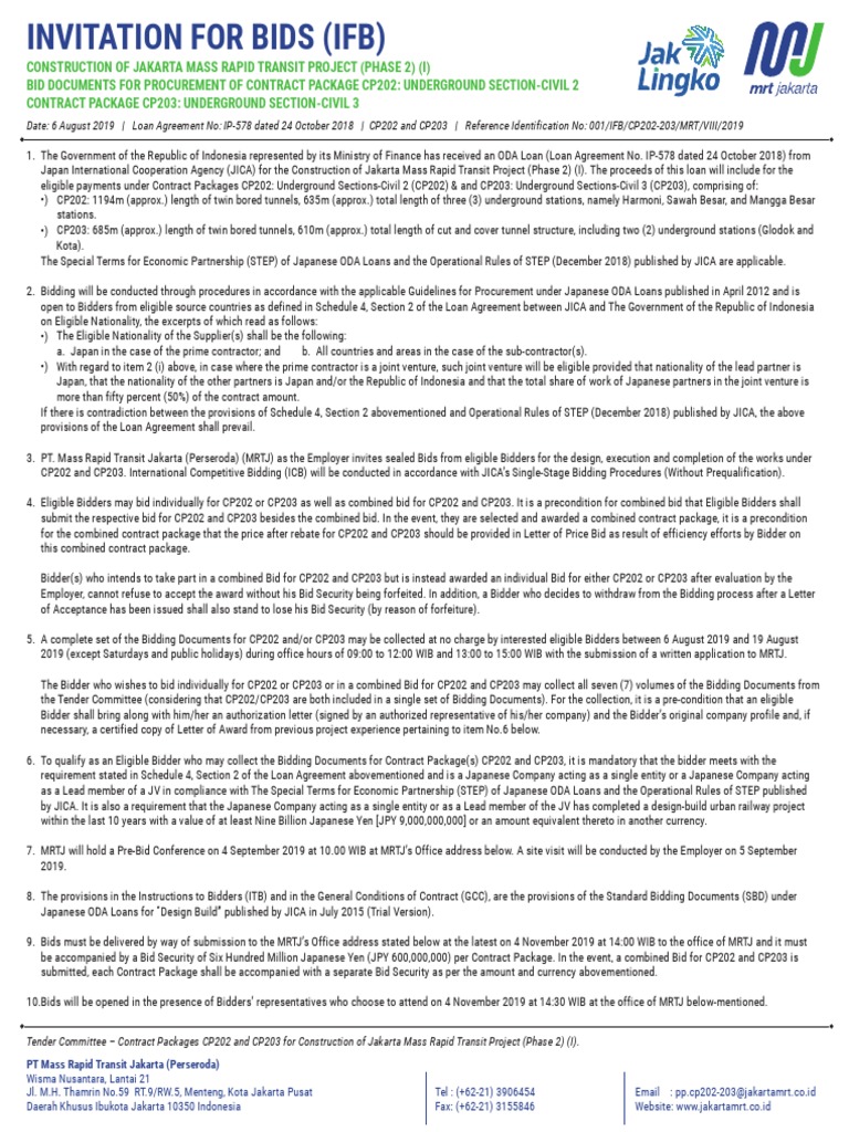 IFB PDF Construction Bidding Economies