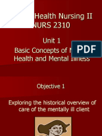Mental Health Nursing II NURS 2310: Unit 1 Basic Concepts of Mental Health and Mental Illness