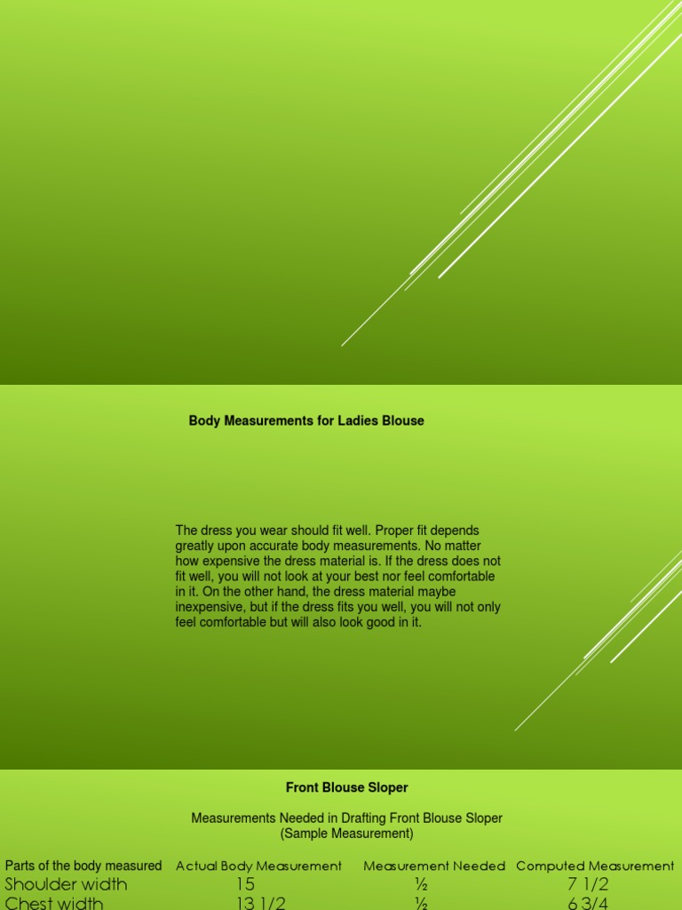 Lesson 4. Basic Block Pattern For Blouse | PDF | Blouse | Dress