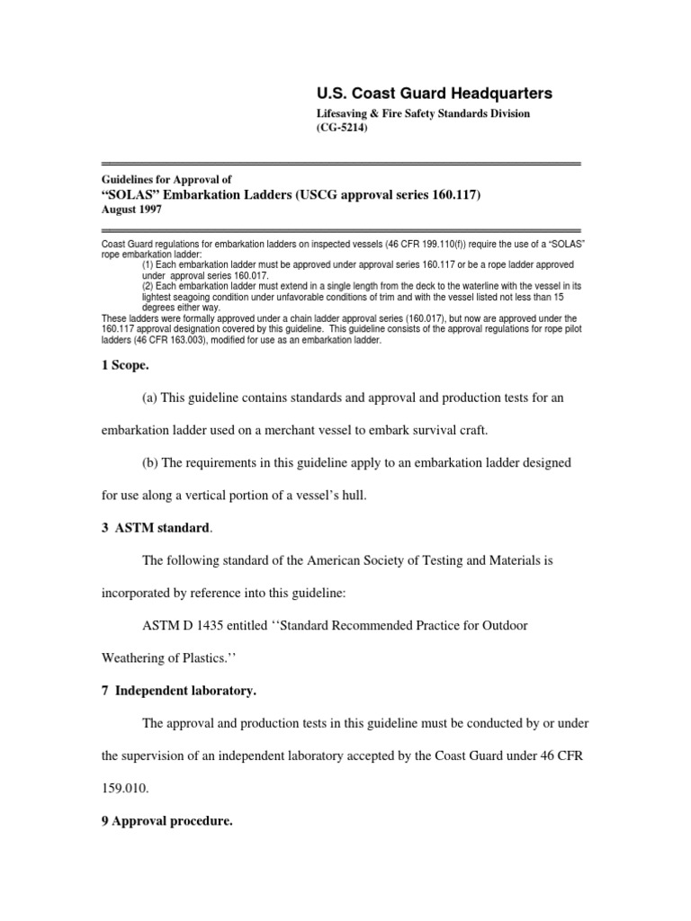 SOLAS Embarkation Ladder Guidelines | PDF | Corrosion | Building Materials