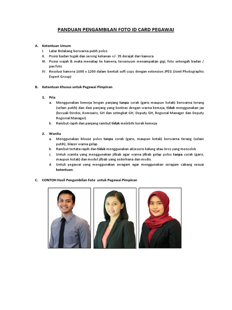 Lampiran 2 Panduan Pengambilan Foto Id Card Pegawai