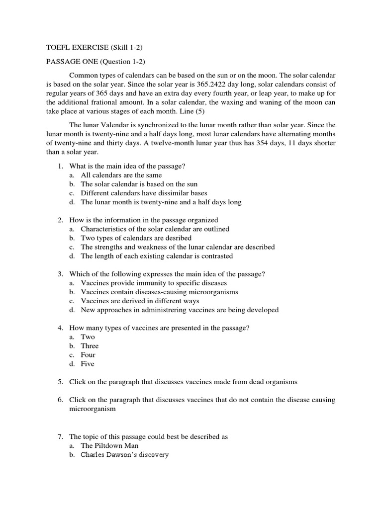 TOEFL Exercise 1-2 | PDF | Social Science