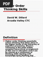 Higher Order Thinking Skills: David W. Dillard Arcadia Valley CTC