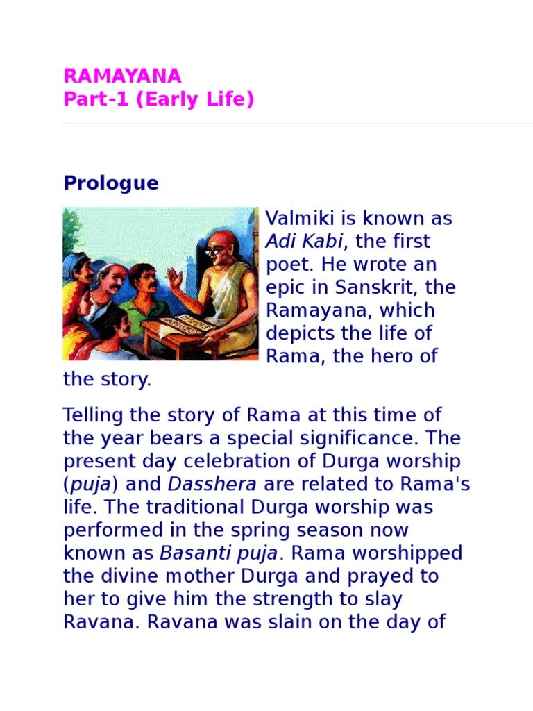 Ramayana Part 1: Early Life of Rama | PDF | Sita | Rama