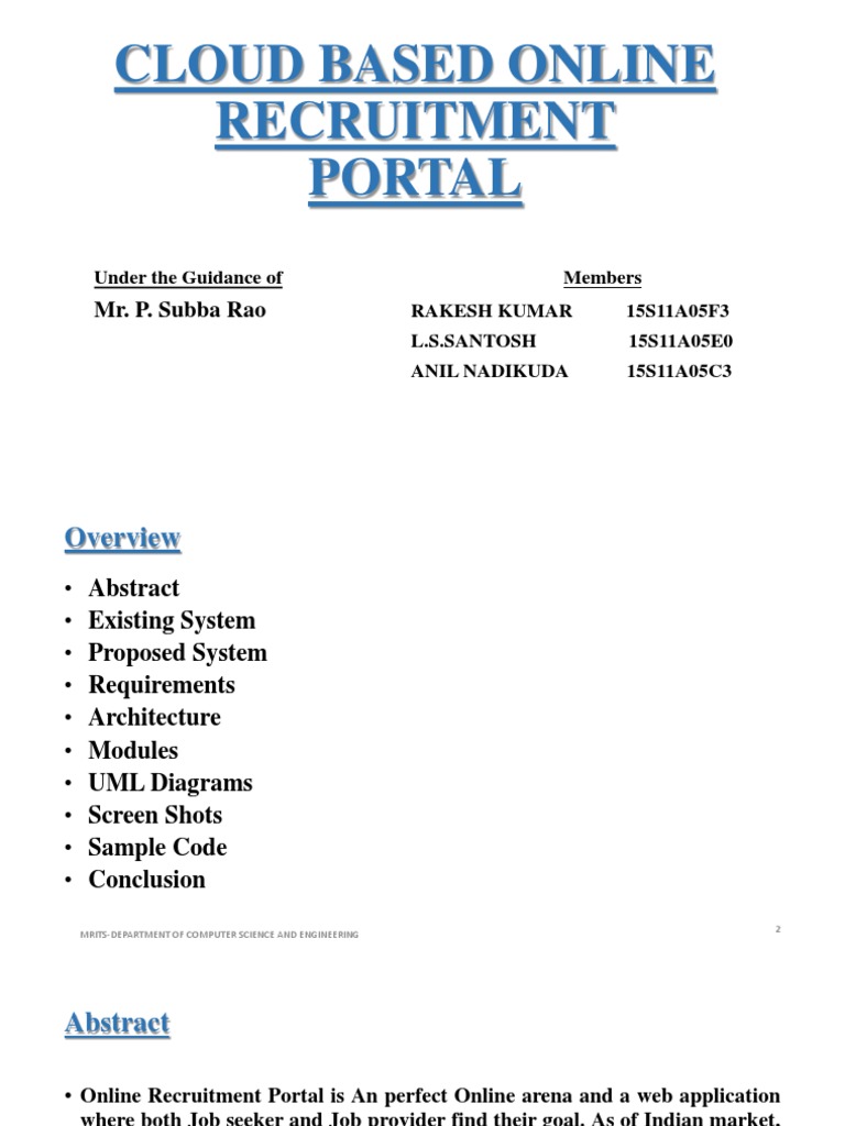 Cloud-Based Online Recruitment Portal | PDF | Use Case | User (Computing)
