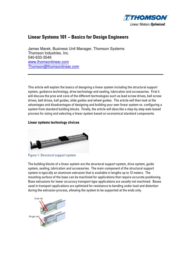Linear Systems 101 Basics For Design Engineers Taen | PDF | Bearing ...