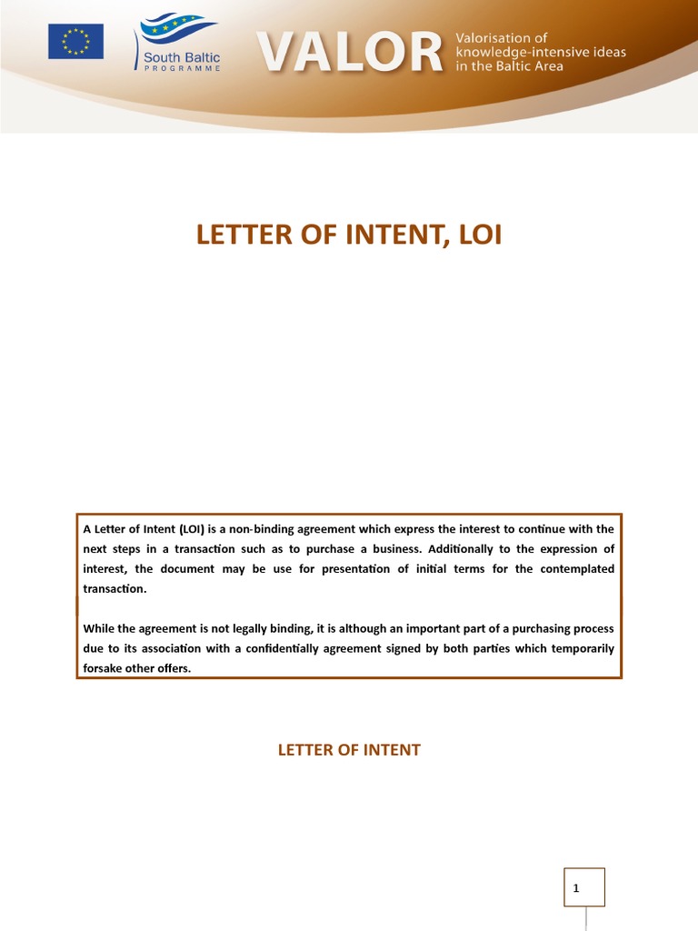 Exploring the Purpose and NonBinding Nature of Letters of Intent in